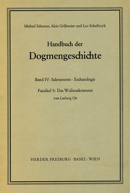 Cover: 9783451007125 | Das Weihesakrament. Faszikel.5 | Das Weihesakrament | Ludwig Ott