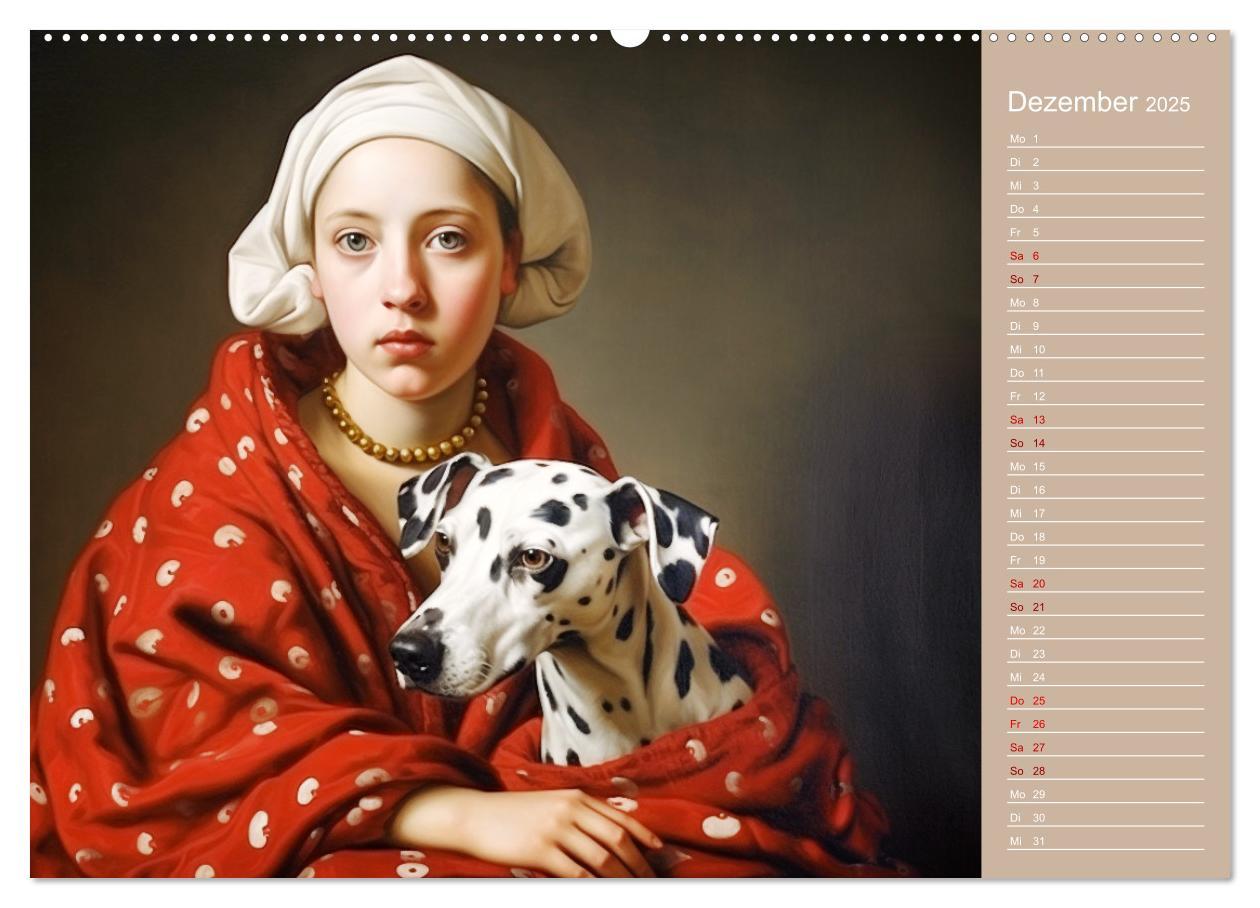 Bild: 9783435013876 | Dame mit Hund (Wandkalender 2025 DIN A2 quer), CALVENDO Monatskalender