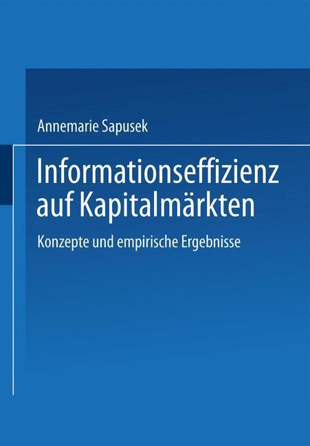 Cover: 9783409122368 | Informationseffizienz auf Kapitalmärkten | Annemarie Sapusek | Buch