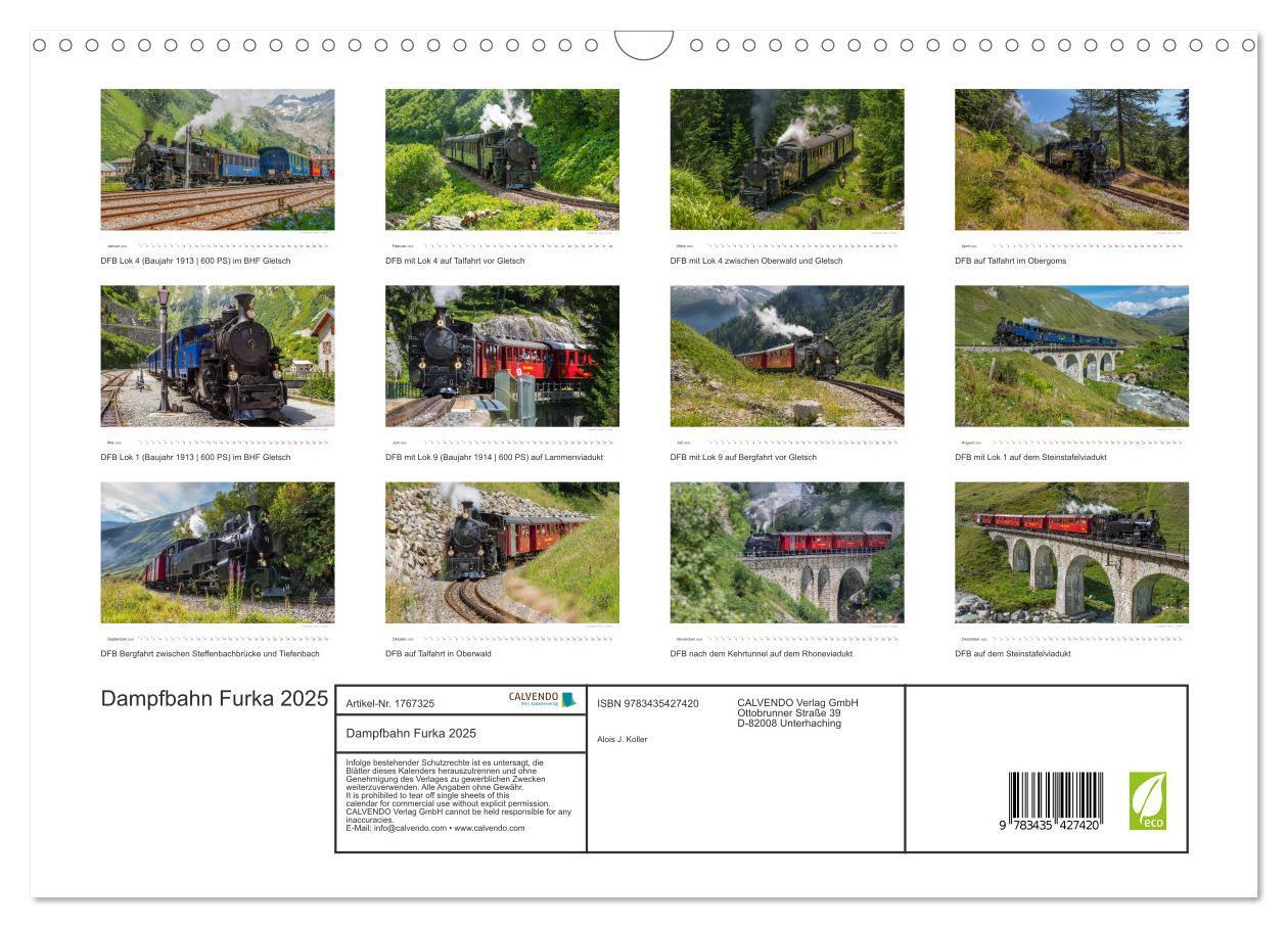 Bild: 9783435427420 | Dampfbahn Furka 2025 (Wandkalender 2025 DIN A3 quer), CALVENDO...