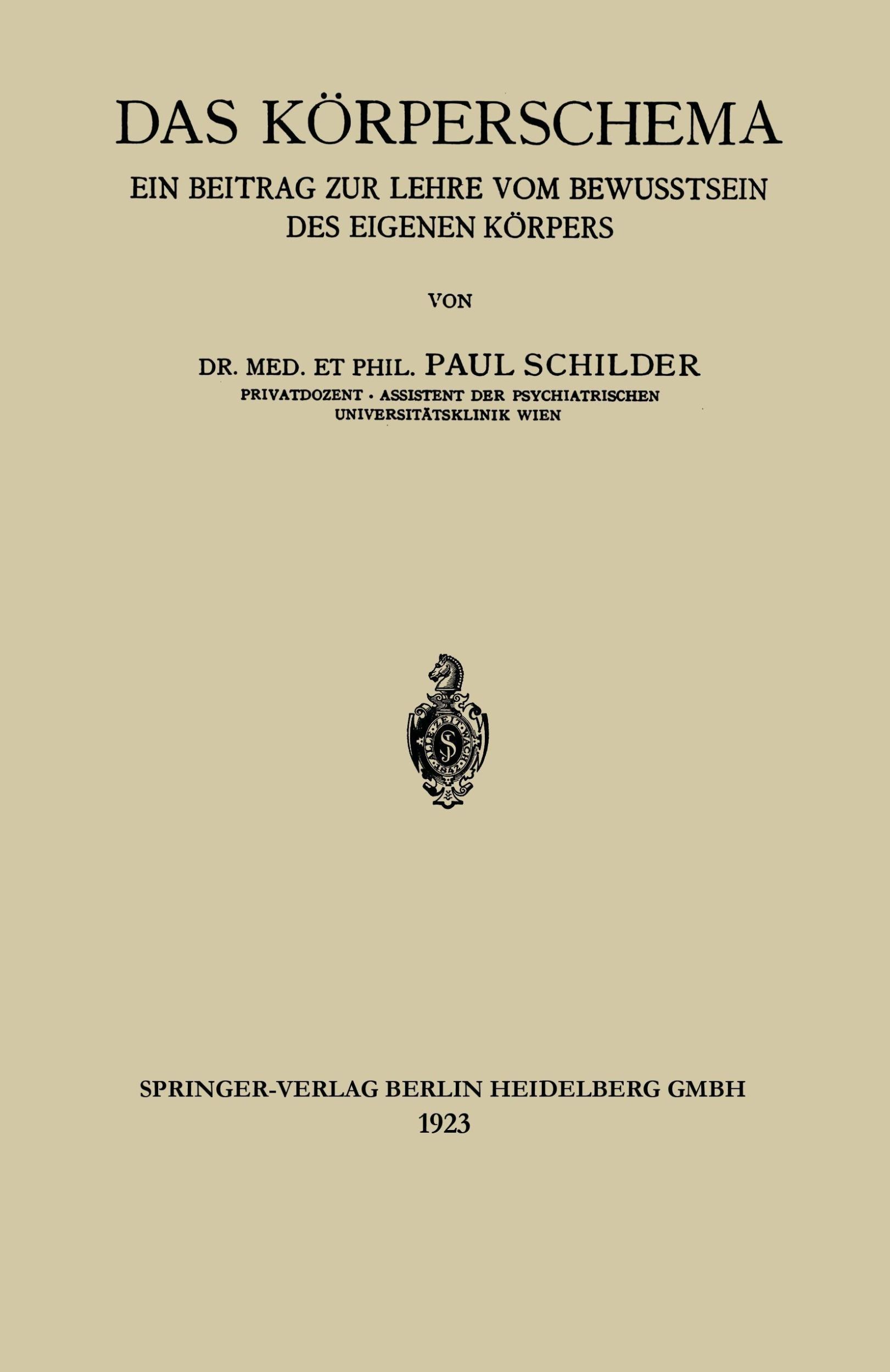 Cover: 9783662388693 | Das Körperschema | Paul Schilder | Taschenbuch | Paperback | iii