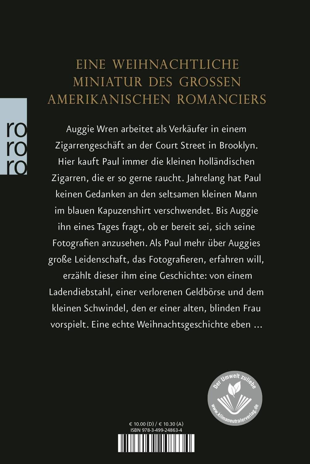 Rückseite: 9783499248634 | Auggie Wrens Weihnachtsgeschichte | Paul Auster | Buch | 48 S. | 2008