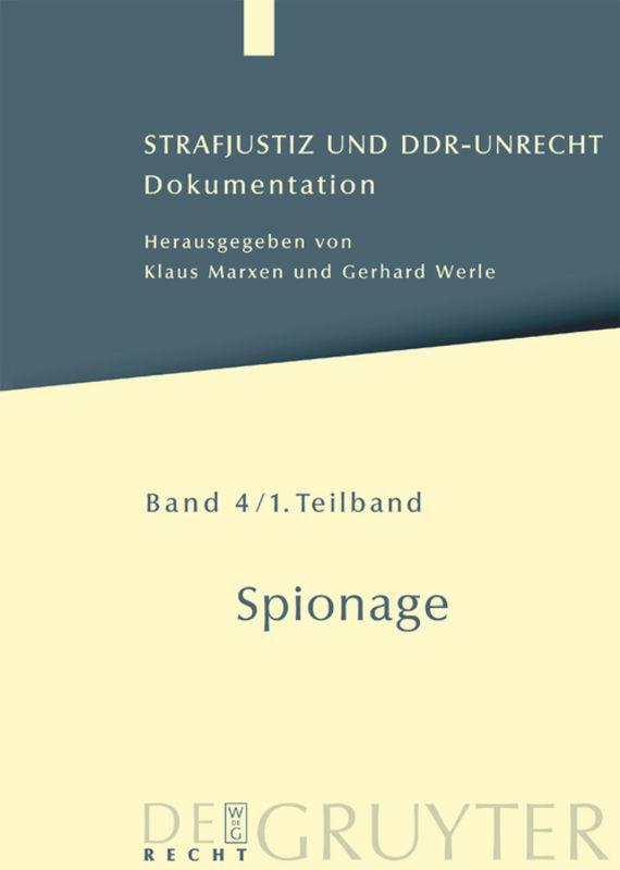 Cover: 9783899490800 | Spionage | Gerhard Werle (u. a.) | Buch | HC runder Rücken kaschiert