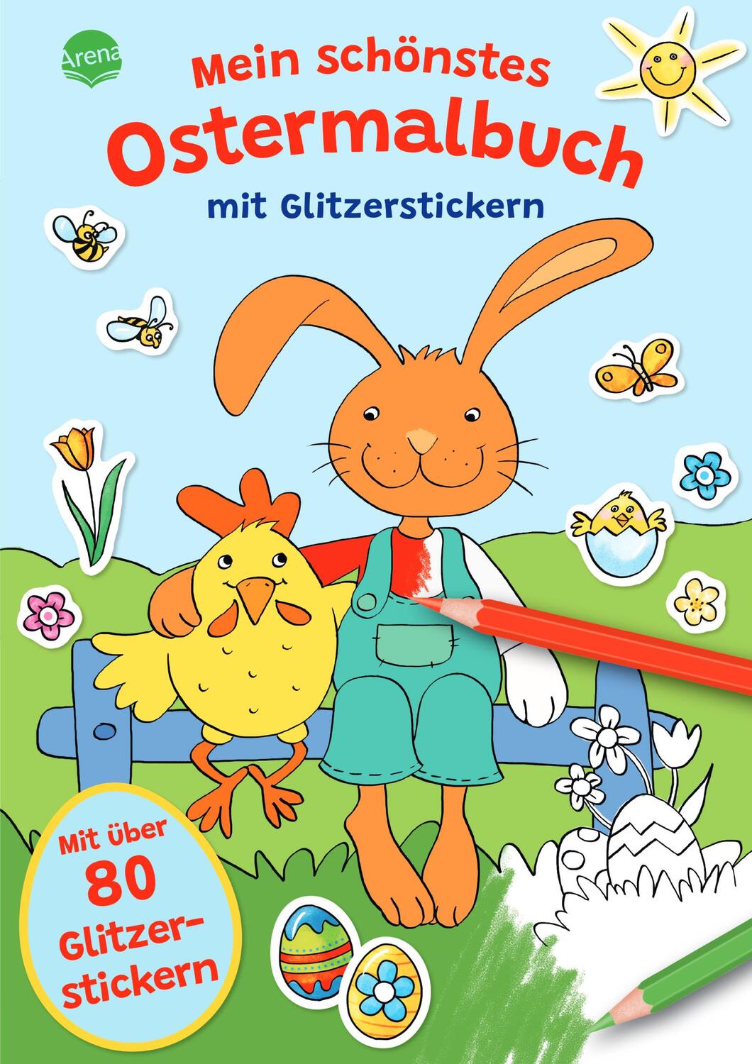 Cover: 9783401720326 | Mein schönstes Ostermalbuch mit Glitzerstickern (Mit über 80...