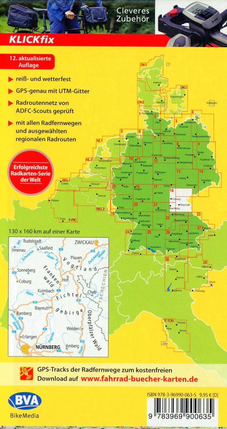 Bild: 9783969900635 | ADFC-Radtourenkarte 18 Oberfranken /Vogtland 1:150.000, reiß- und...