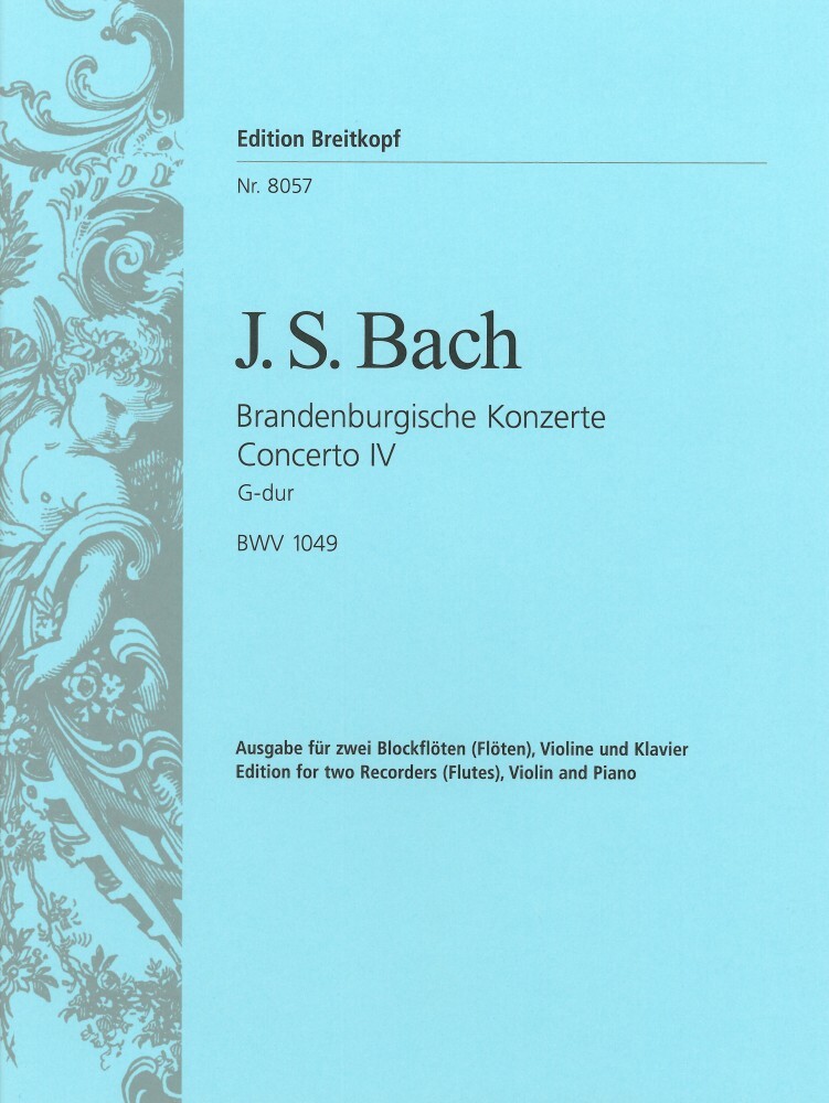 Cover: 9790004174456 | Brandenburg. Konz. 4 G BWV1049 | Johann Sebastian Bach | Klavierauszug