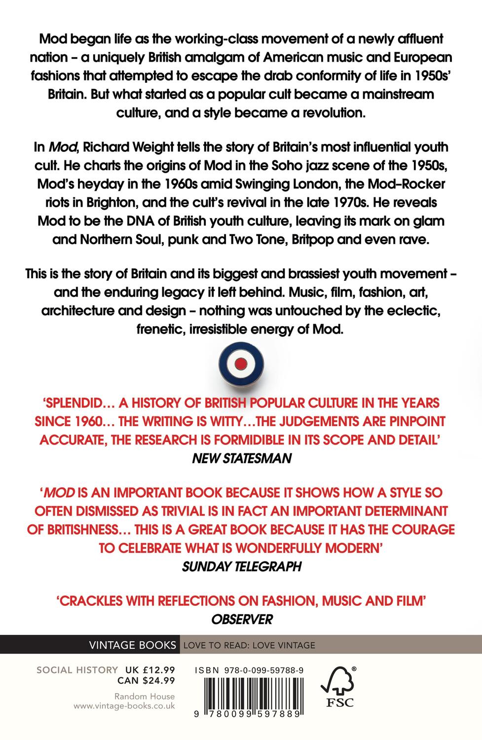 Rückseite: 9780099597889 | MOD | From Bebop to Britpop, Britain's Biggest Youth Movement | Weight