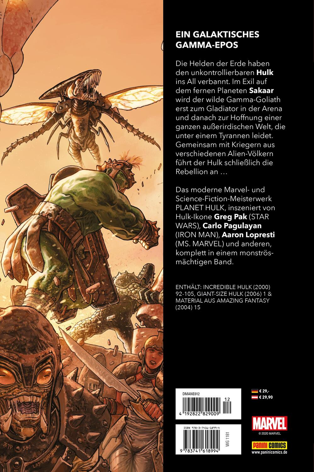 Rückseite: 9783741618994 | Marvel Must-Have: Planet Hulk | Greg Pak (u. a.) | Buch | Deutsch