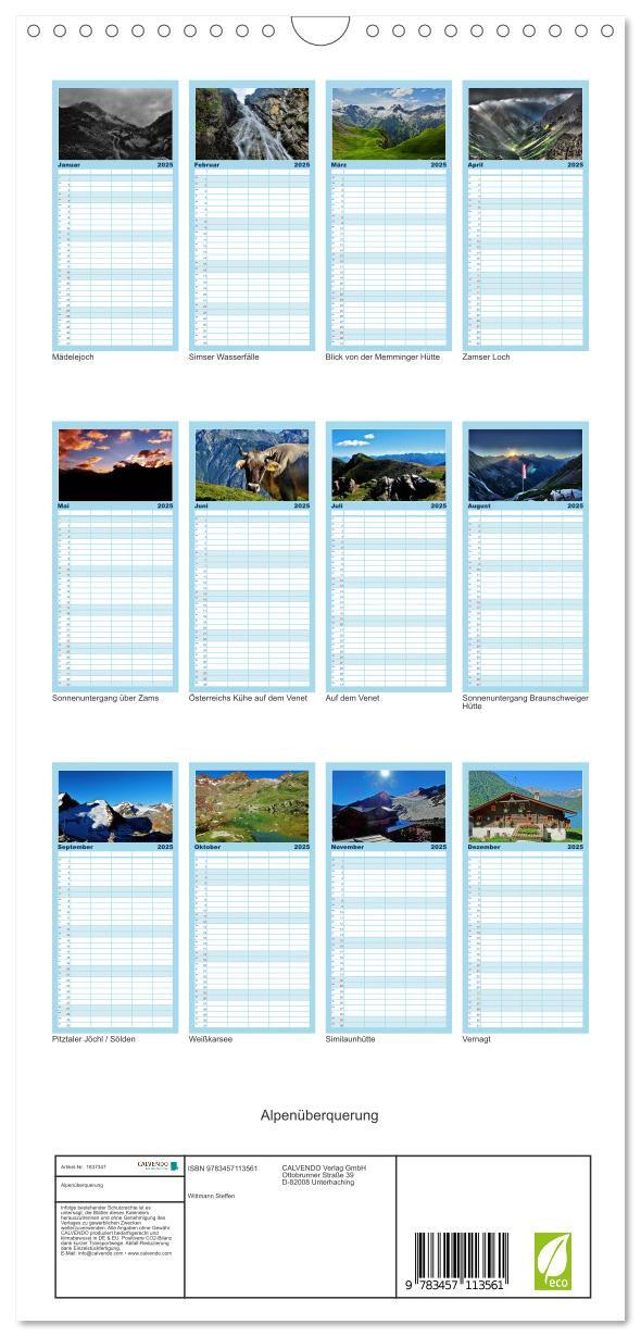 Bild: 9783457113561 | Familienplaner 2025 - Alpenüberquerung mit 5 Spalten (Wandkalender,...