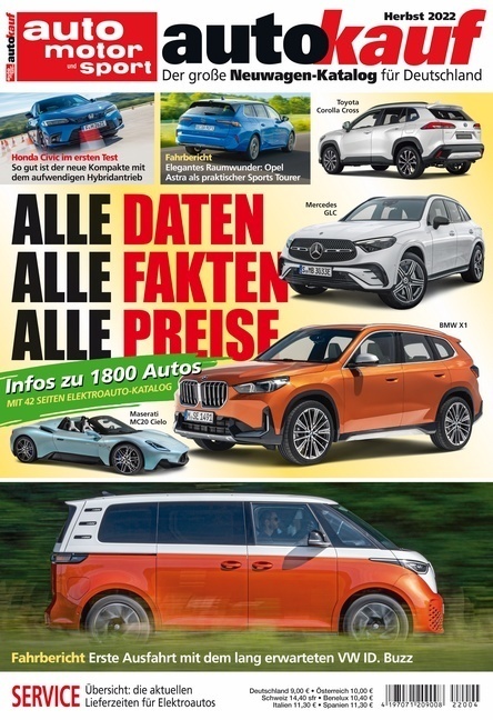 Cover: 9783613320338 | autokauf 04/2022 Herbst | Der große Neuwagen-Katalog für Deutschland