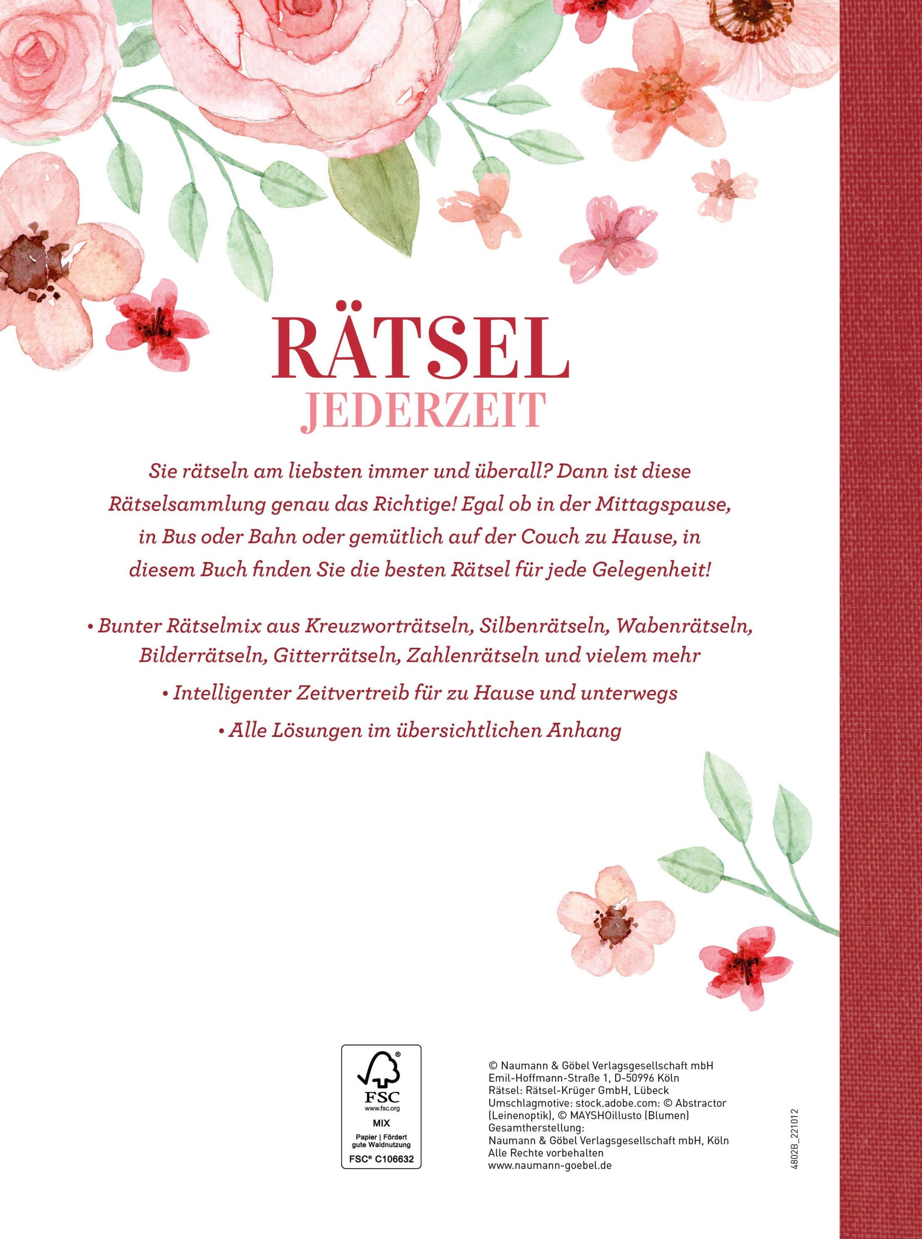 Rückseite: 9783625193876 | Rätsel jederzeit | Taschenbuch | Blütenträume-Rätsel | 96 S. | Deutsch