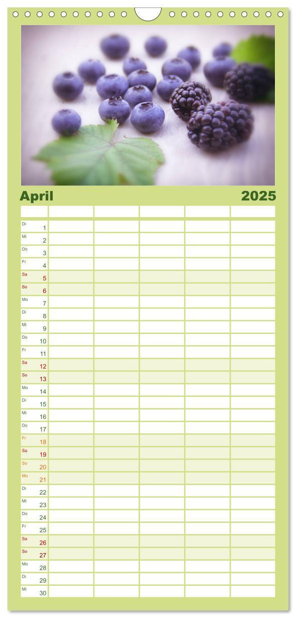 Bild: 9783457125977 | Familienplaner 2025 - Frische Früchte mit 5 Spalten (Wandkalender,...