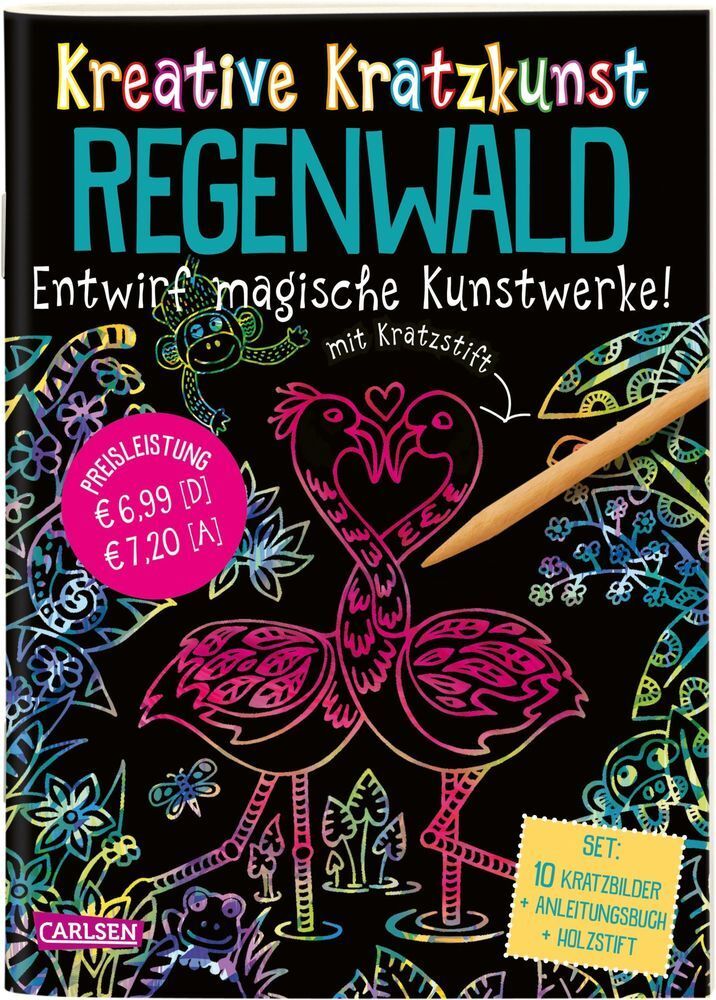 Cover: 9783551187857 | Kreative Kratzkunst: Regenwald: Set mit 10 Kratzbildern,...