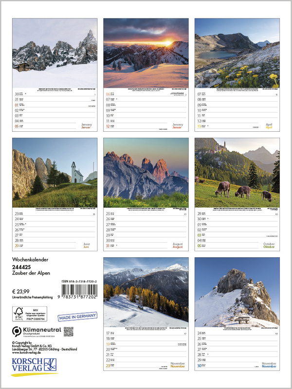 Bild: 9783731877202 | Zauber der Alpen 2025 | Korsch Verlag | Kalender | Spiralbindung