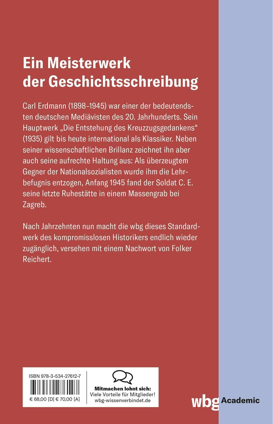 Rückseite: 9783534276127 | Die Entstehung des Kreuzzugsgedankens | Carl Erdmann | Buch | 438 S.