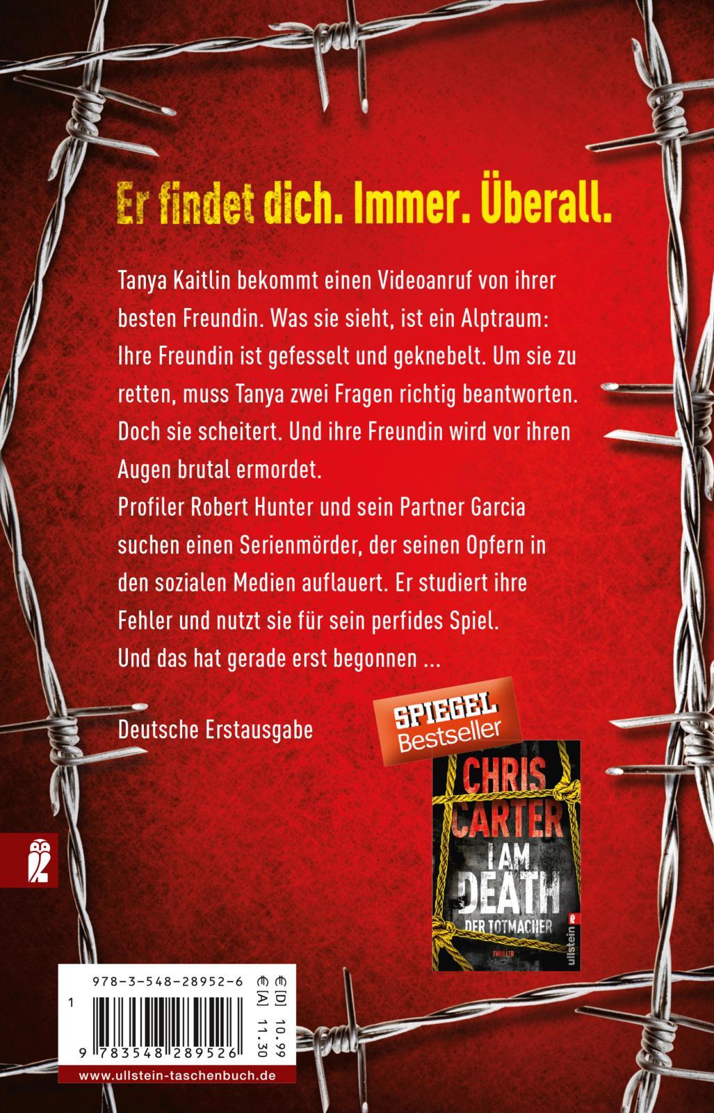 Rückseite: 9783548289526 | Death Call - Er bringt den Tod | Chris Carter | Taschenbuch | 416 S.