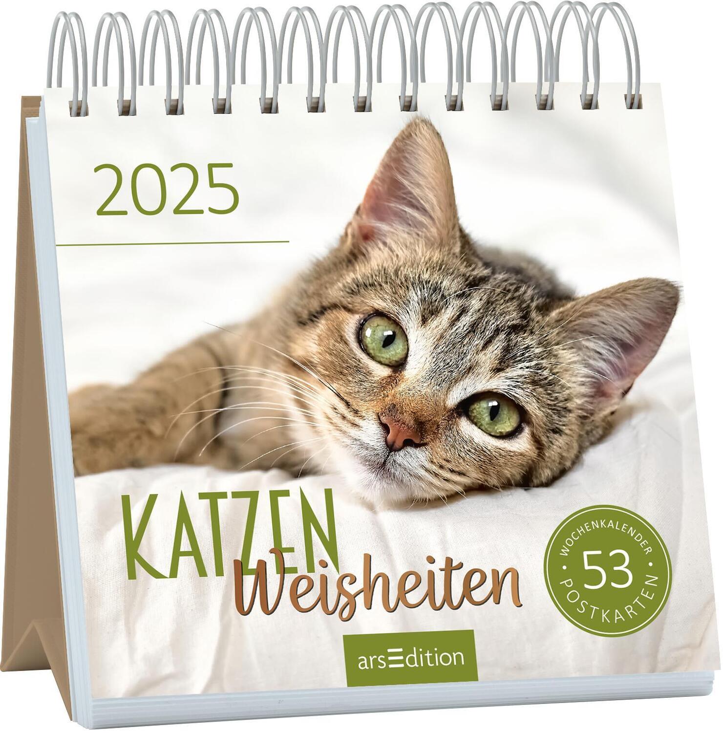 Cover: 4014489132721 | Postkartenkalender Katzenweisheiten 2025 | Kalender | Spiralaufsteller