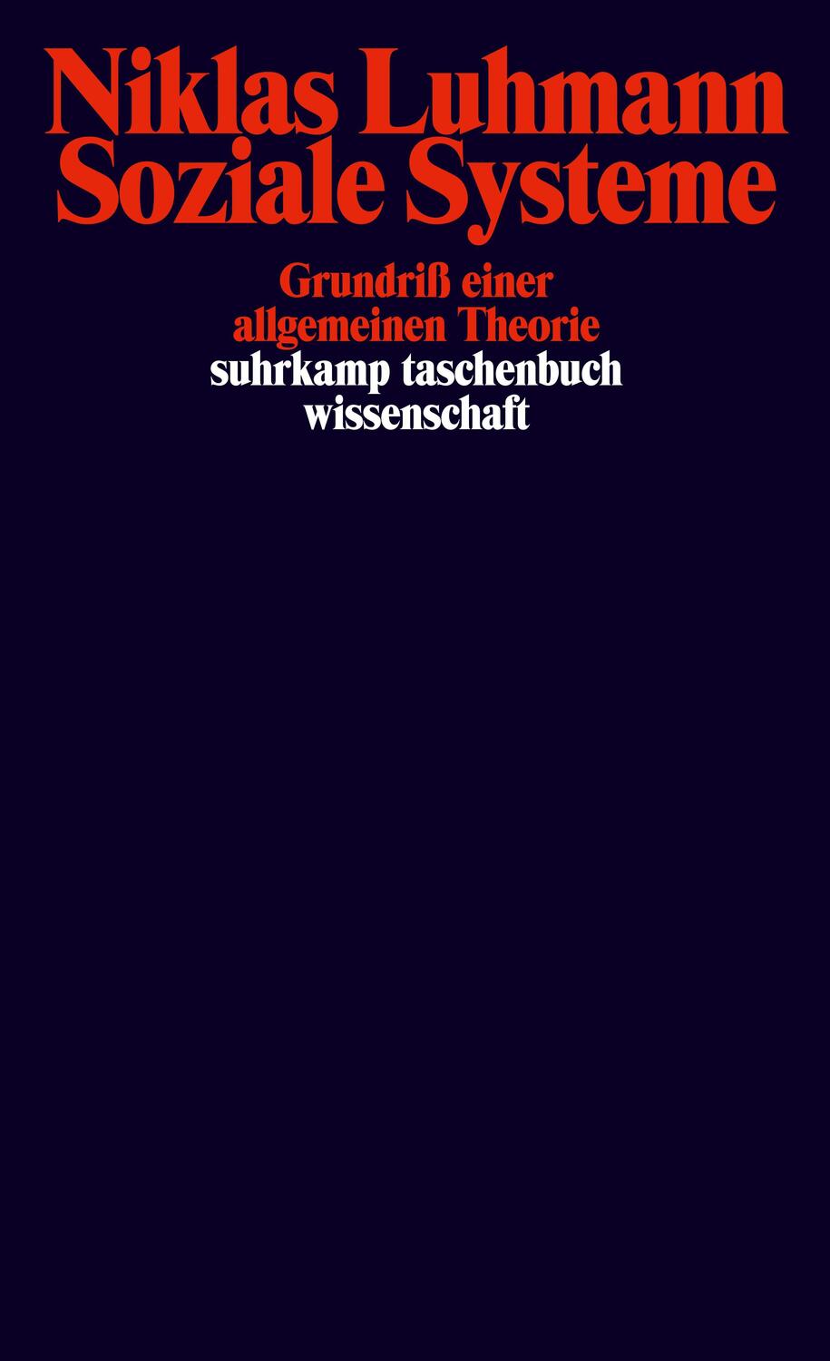 Cover: 9783518282663 | Soziale Systeme | Grundriß einer allgemeinen Theorie | Niklas Luhmann