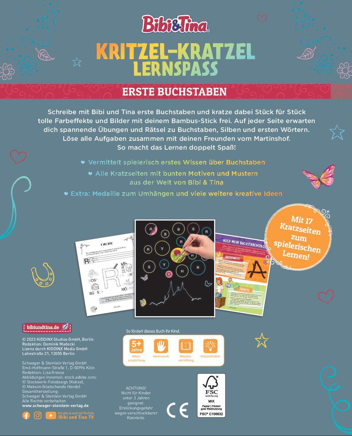 Rückseite: 9783849941956 | Bibi &amp; Tina Kritzel-Kratzel-Lernspaß: Erste Buchstaben | Verlag | Buch