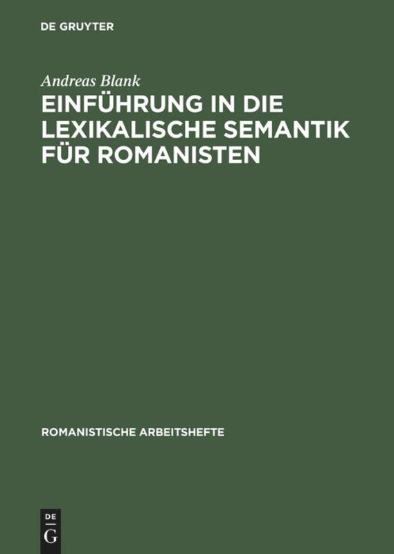 Cover: 9783484540453 | Einführung in die lexikalische Semantik für Romanisten | Andreas Blank