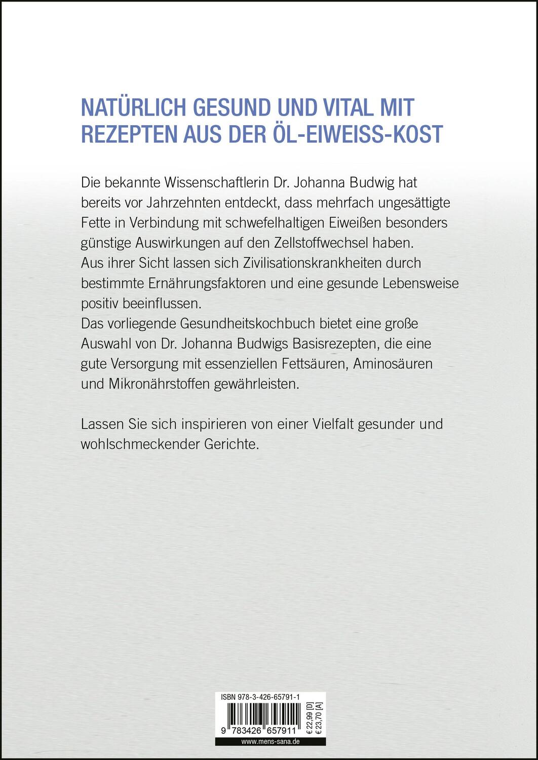 Rückseite: 9783426657911 | Basisrezepte aus der Öl-Eiweiß-Kost | Johanna Budwig | Taschenbuch