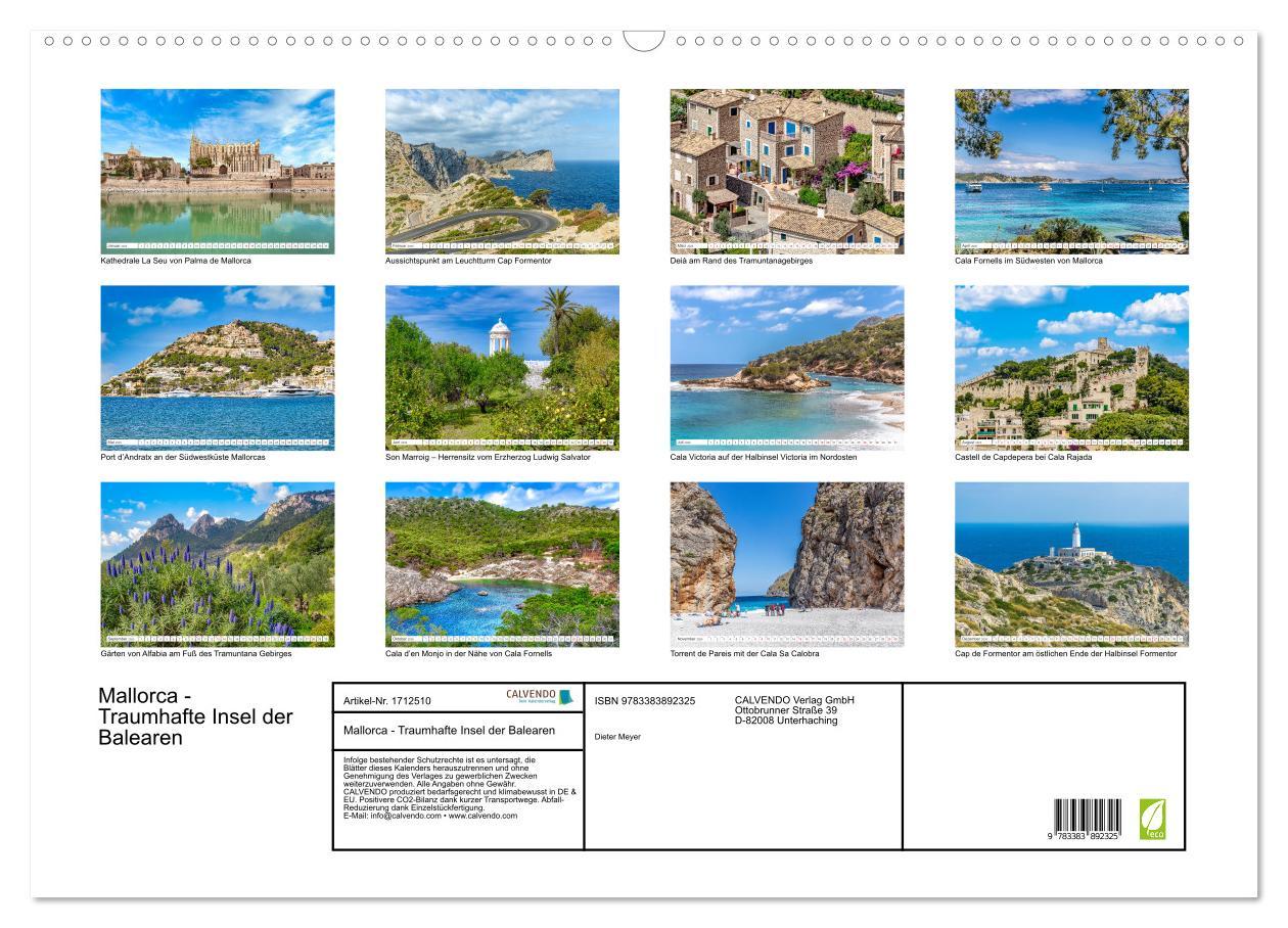 Bild: 9783383892325 | Mallorca - Traumhafte Insel der Balearen (Wandkalender 2025 DIN A2...