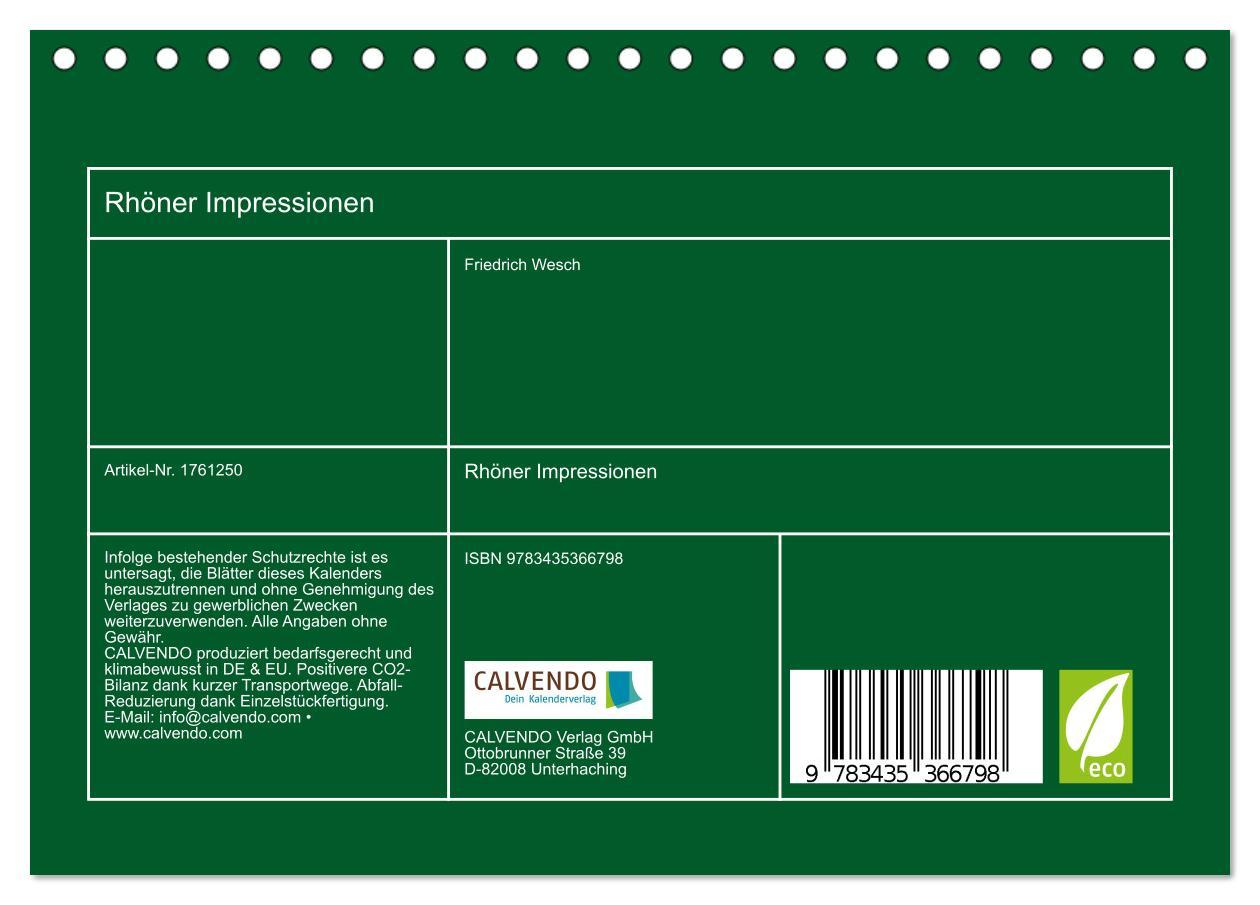 Bild: 9783435366798 | Rhöner Impressionen (Tischkalender 2025 DIN A5 quer), CALVENDO...