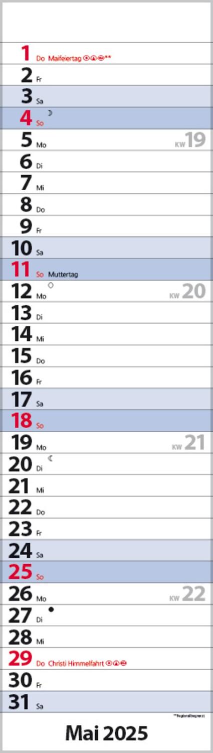 Bild: 9783731882749 | Streifenplaner Mini Blau 2025 | Verlag Korsch | Kalender | 13 S.