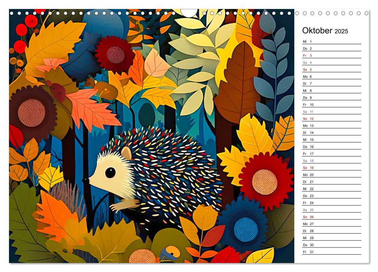 Bild: 9783383908927 | Waldtiere, bunt und naiv (Wandkalender 2025 DIN A3 quer), CALVENDO...