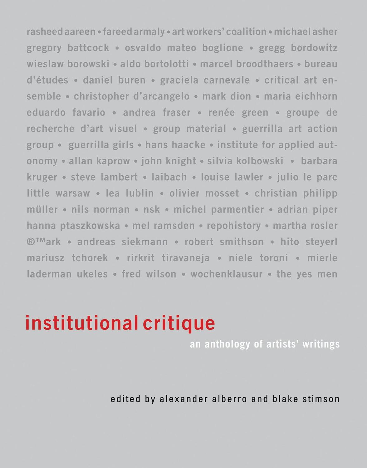 Cover: 9780262516648 | Institutional Critique: An Anthology of Artists' Writings | Buch