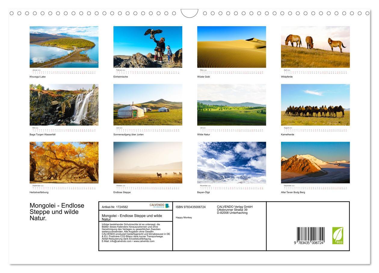 Bild: 9783435006724 | Mongolei - Endlose Steppe und wilde Natur. (Wandkalender 2025 DIN...