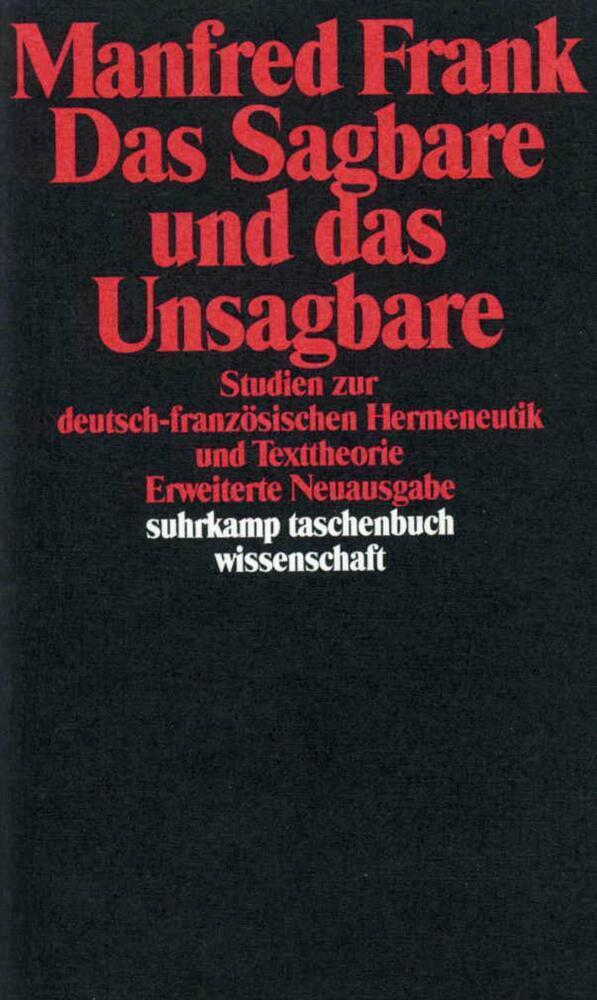 Cover: 9783518279175 | Das Sagbare und das Unsagbare | Manfred Frank | Taschenbuch | Suhrkamp
