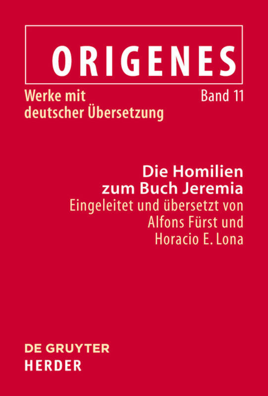 Cover: 9783110286052 | Die Homilien zum Buch Jeremia | Alfons Fürst | Buch | Deutsch | 2018
