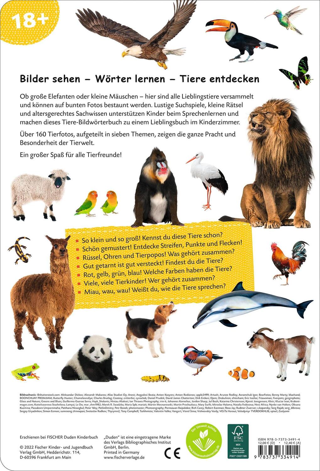 Rückseite: 9783737334914 | Duden 18+: Kennst du das? Das große Tiere-Bildwörterbuch | Buch | 2022