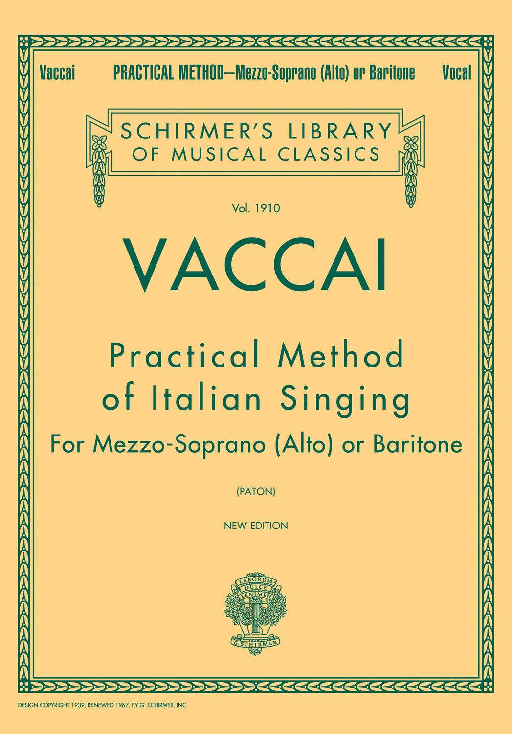 Cover: 73999628104 | Practical Method of Italian Singing | Nicola Vaccai | Vocal Method