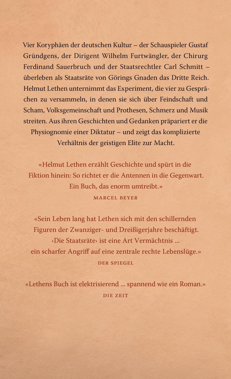 Rückseite: 9783871347979 | Die Staatsräte | Helmut Lethen | Buch | Deutsch | 2018