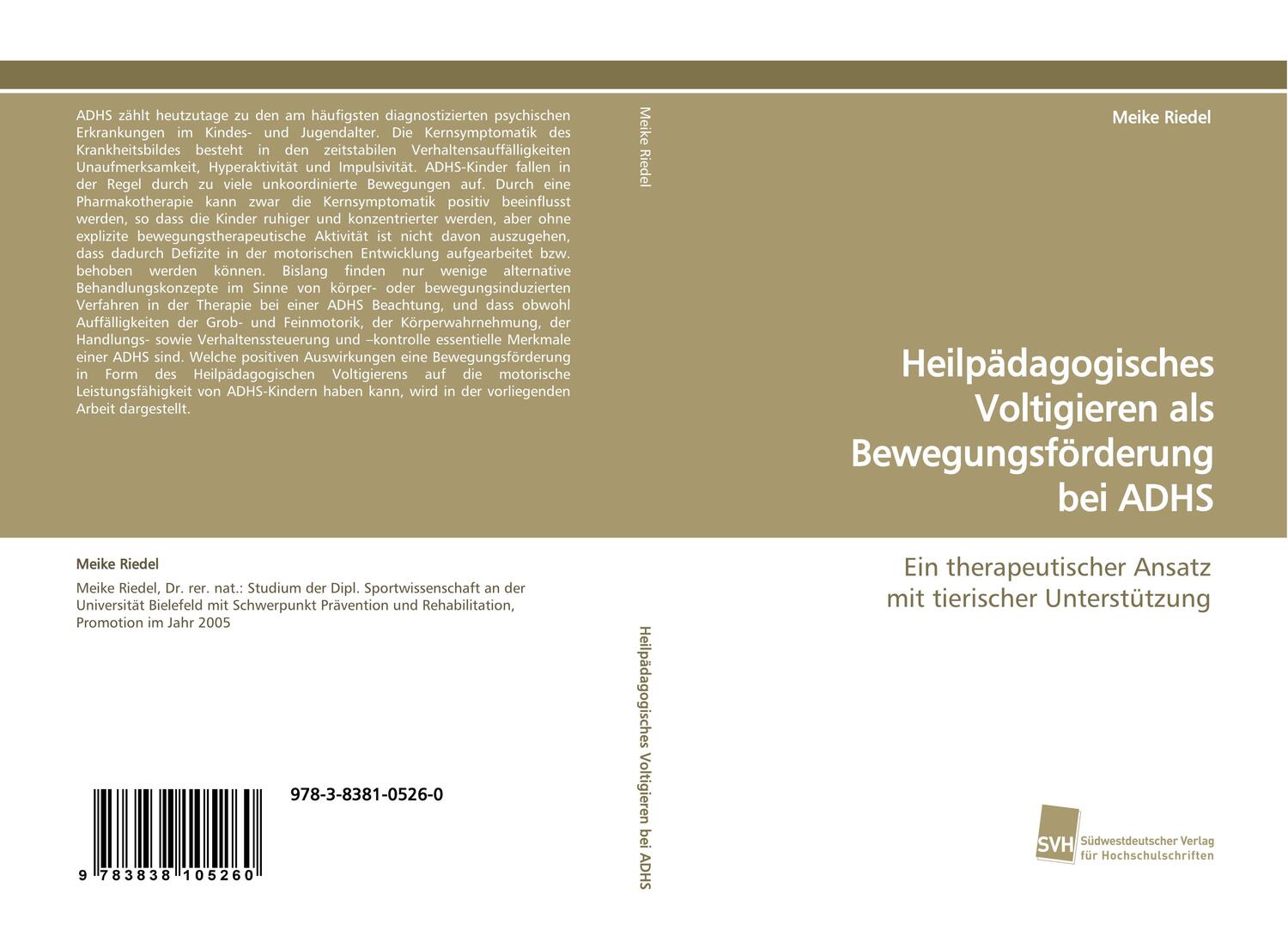 Cover: 9783838105260 | Heilpädagogisches Voltigieren als Bewegungsförderung bei ADHS | Riedel