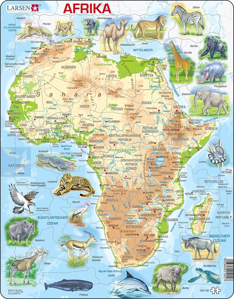Cover: 7023850219227 | Puzzle - Afrika (physisch) | Puzzle | Larsen | EAN 7023850219227