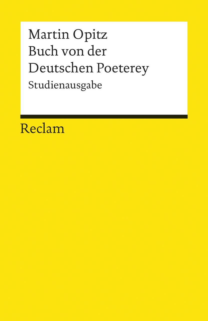 Cover: 9783150182147 | Buch von der Deutschen Poeterey (1624). Studienausgabe | Martin Opitz