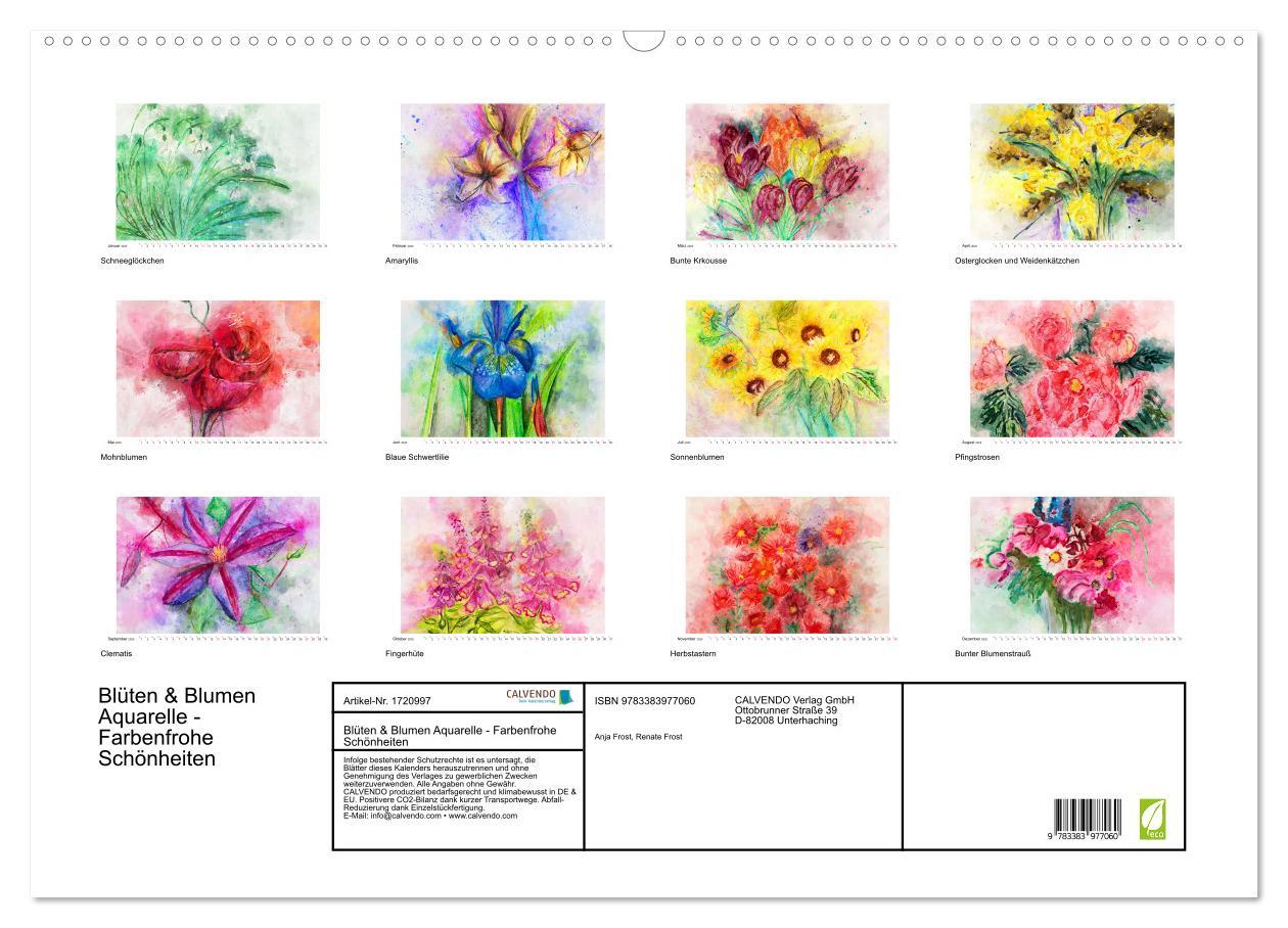 Bild: 9783383977060 | Blüten &amp; Blumen Aquarelle - Farbenfrohe Schönheiten (Wandkalender...