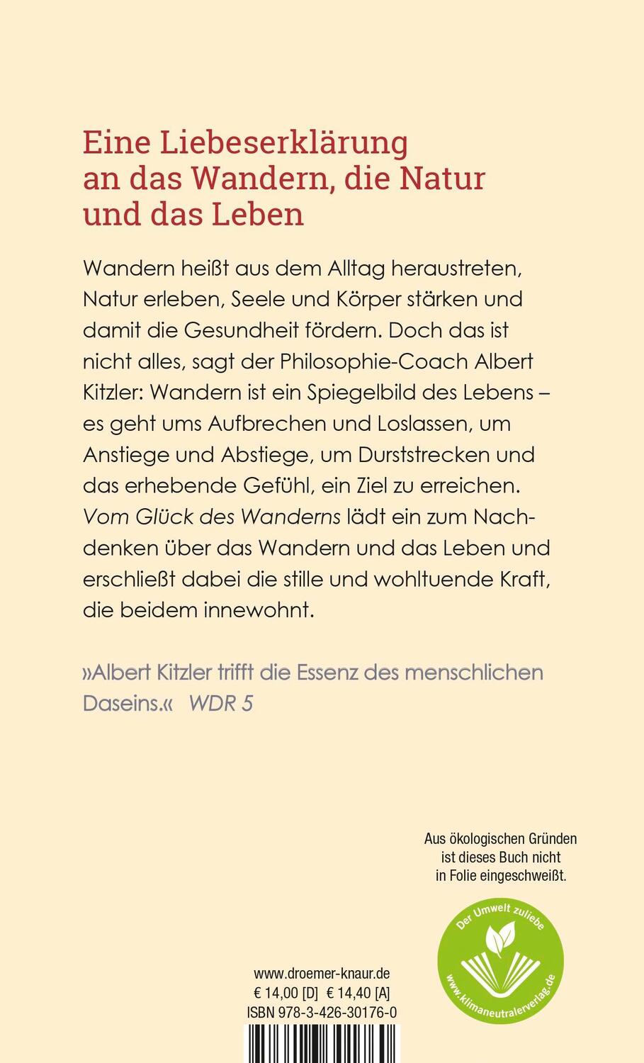 Rückseite: 9783426301760 | Vom Glück des Wanderns | Eine philosophische Wegbegleitung | Kitzler