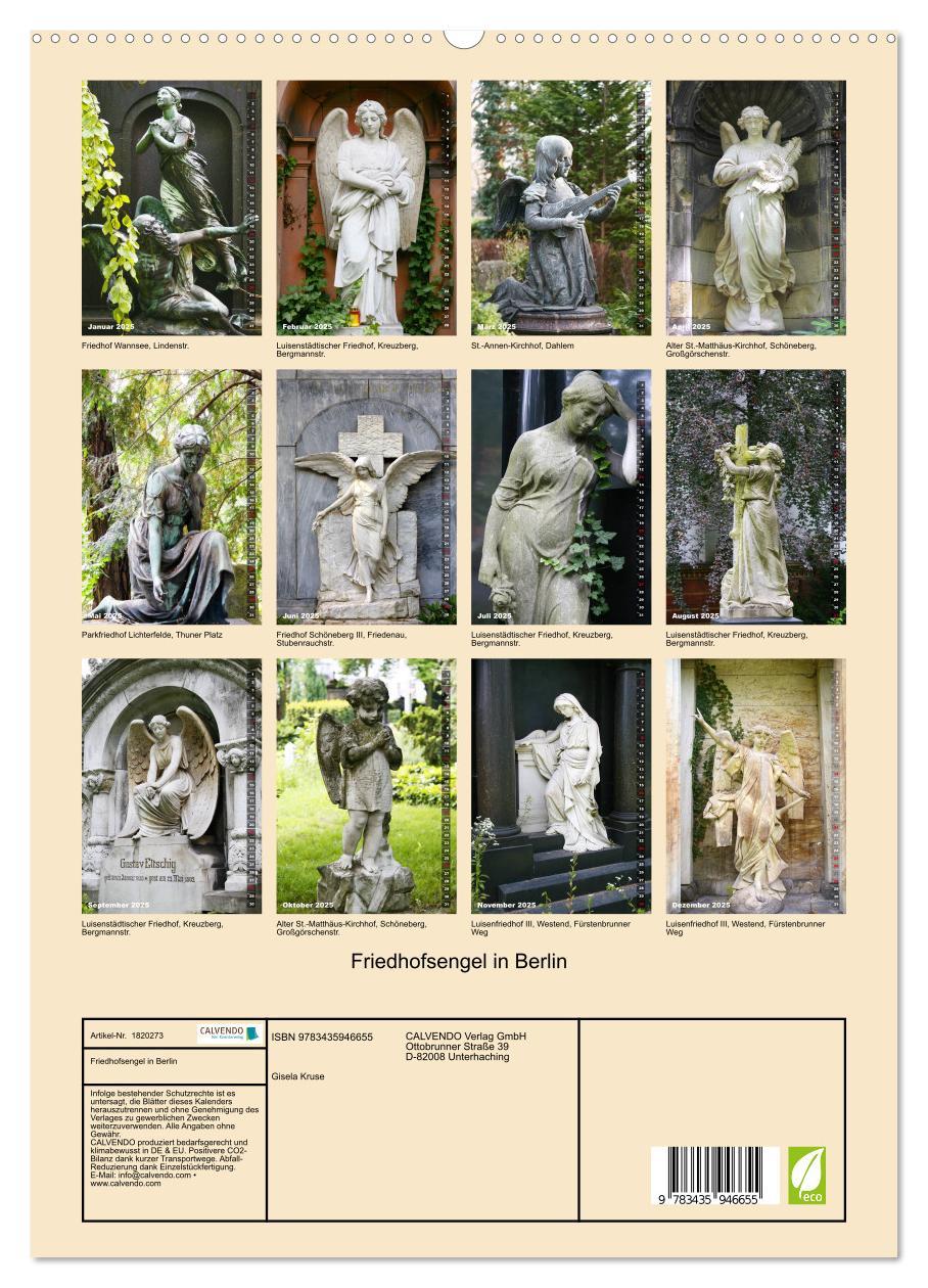 Bild: 9783435946655 | Friedhofsengel in Berlin (Wandkalender 2025 DIN A2 hoch), CALVENDO...