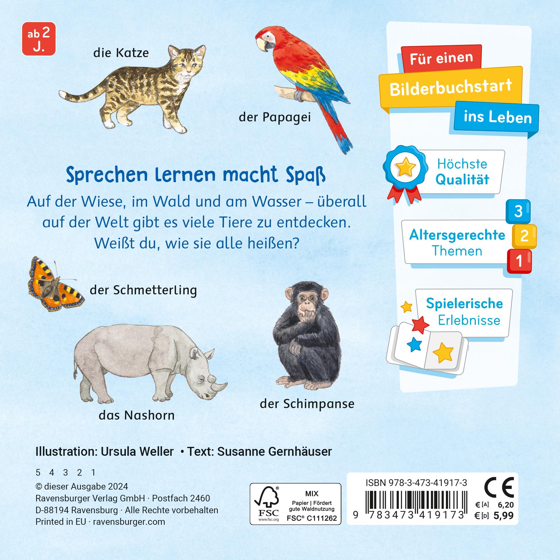 Rückseite: 9783473419173 | Mein Bilder-Wörterbuch: Unsere Tiere | Susanne Gernhäuser | Buch