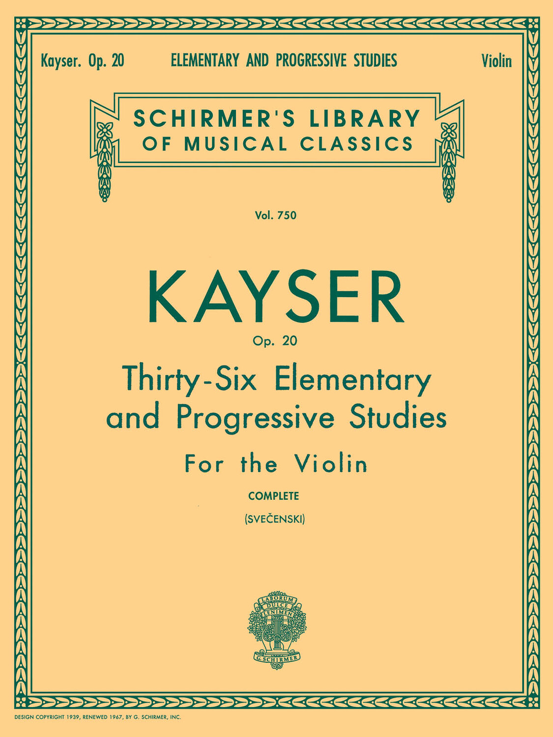 Cover: 73999106787 | 36 Elementary &amp; Progressive Studies, Op. 20 | Heinrich Ernst Kayser