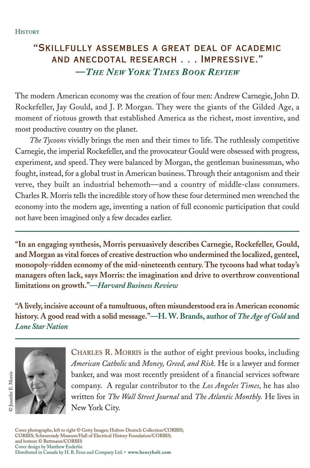 Rückseite: 9780805081343 | The Tycoons | Charles R Morris | Taschenbuch | Kartoniert / Broschiert