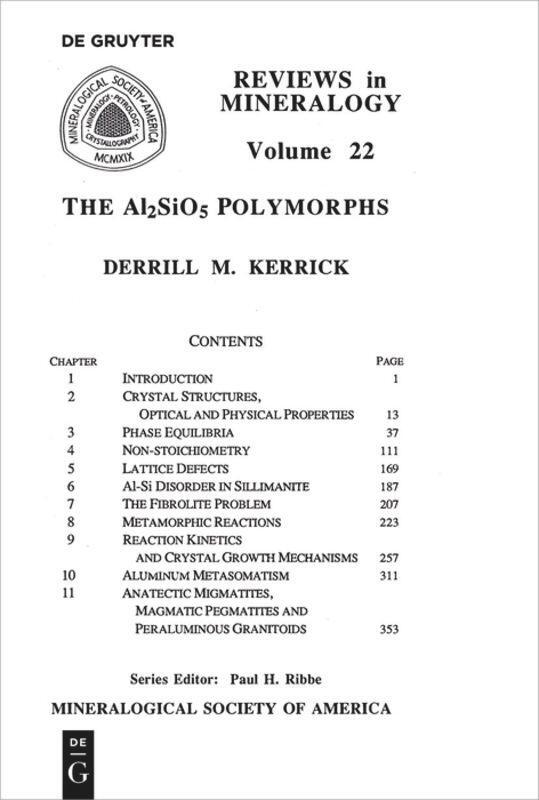 Cover: 9780939950270 | The Al2SiO5 Polymorphs | Derrill M. Kerrick | Taschenbuch | ISSN | XII