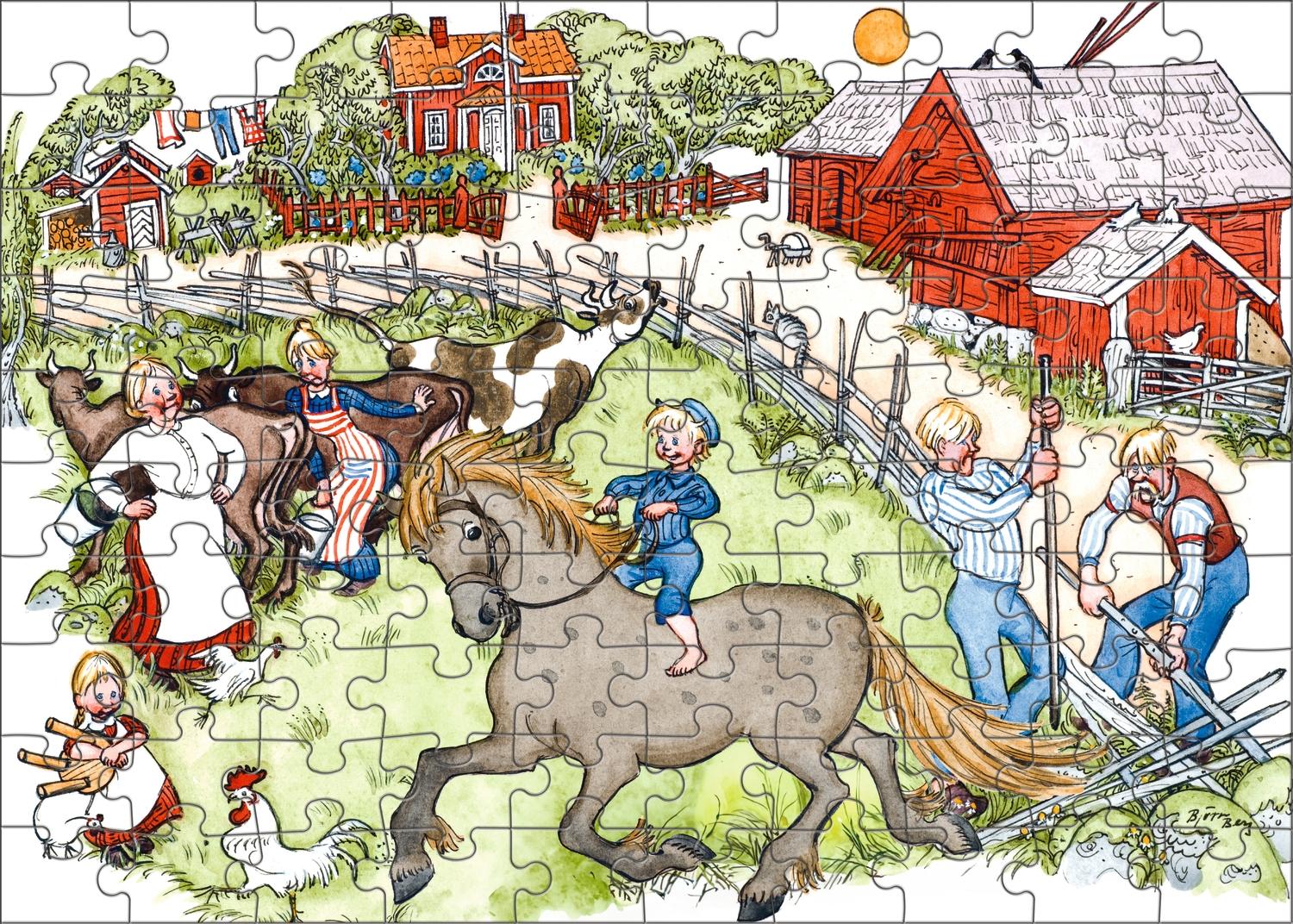 Bild: 4260512187484 | Michel aus Lönneberga. Puzzle im Buch. 100 Teile | Astrid Lindgren