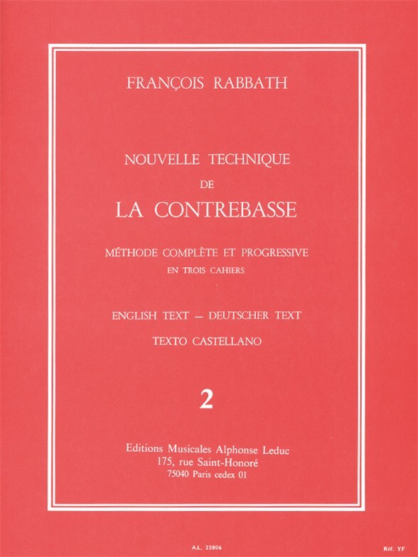 Cover: 9790046258060 | Nouvelle Technique de la Contrebasse, Cahier 2 | Francois Rabbath