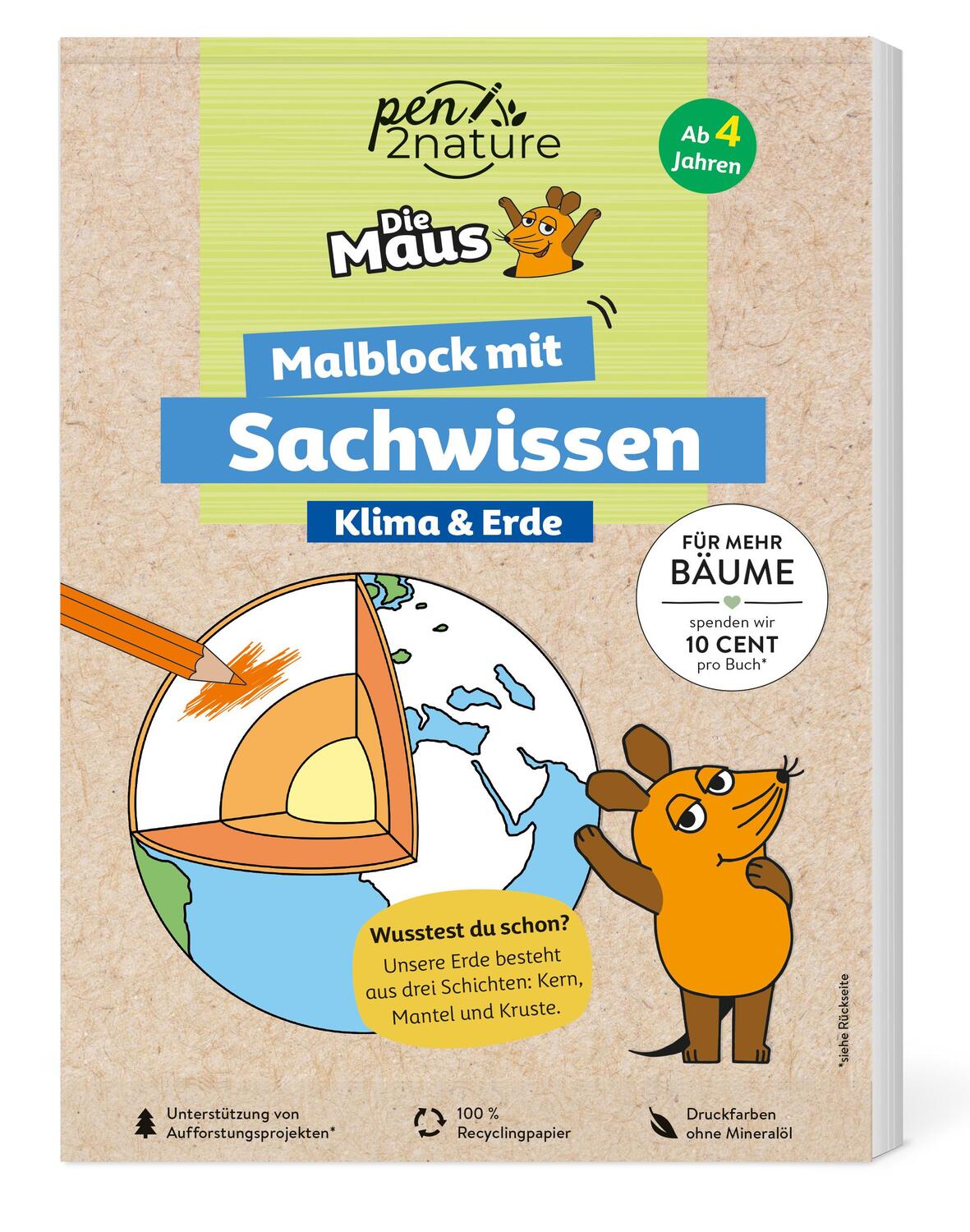 Cover: 9783987640810 | Die Maus - Malblock mit Sachwissen Klima &amp; Erde | Pen2nature | Buch