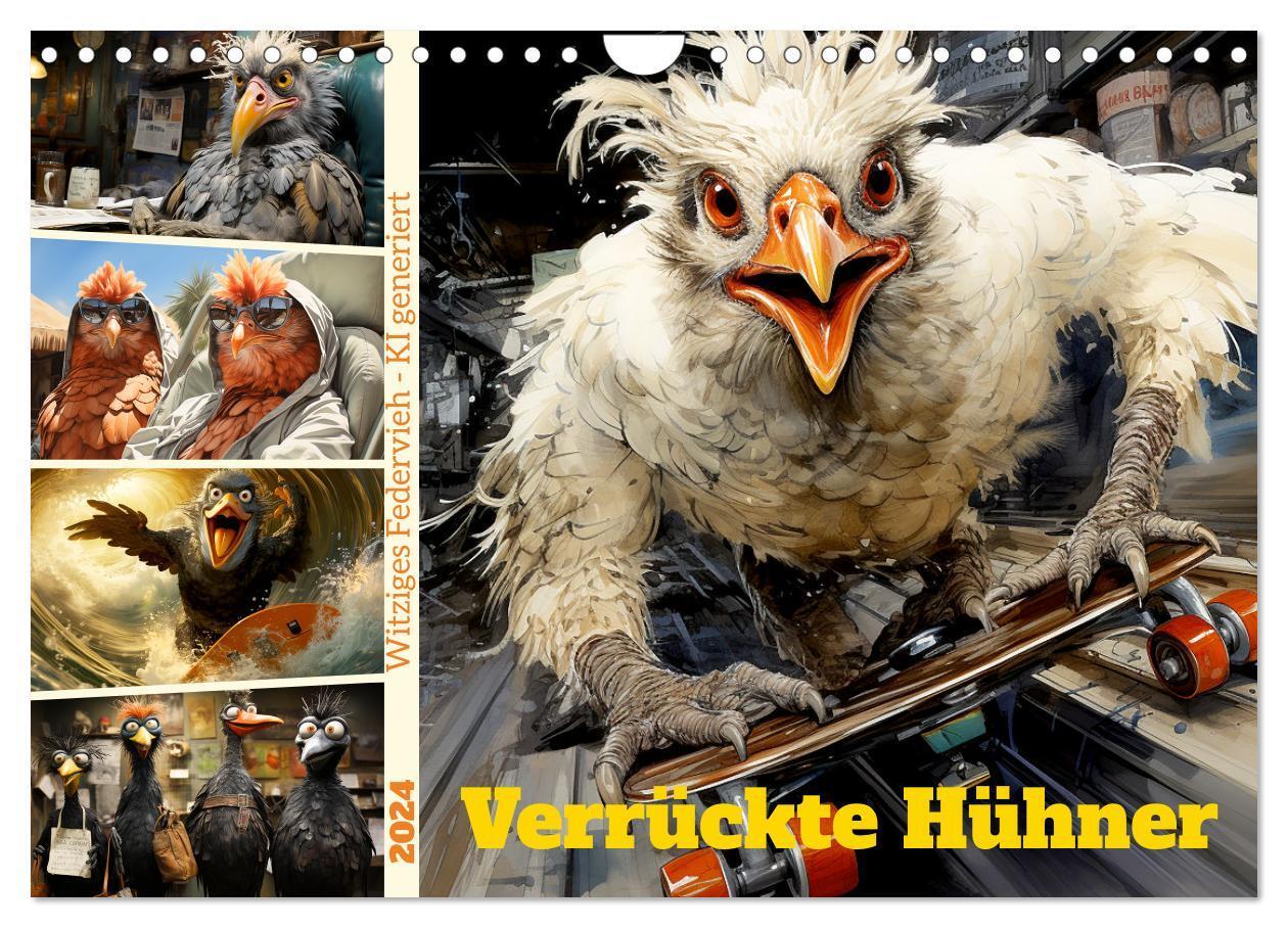 Cover: 9783383704109 | Verrückte Hühner (Wandkalender 2024 DIN A4 quer), CALVENDO...